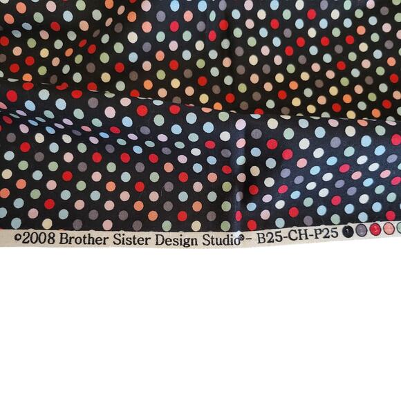 Brother Sister Studio Polka Dot Fabric Remnant 64x44 Quilting Cotton Black - Picture 3 of 10